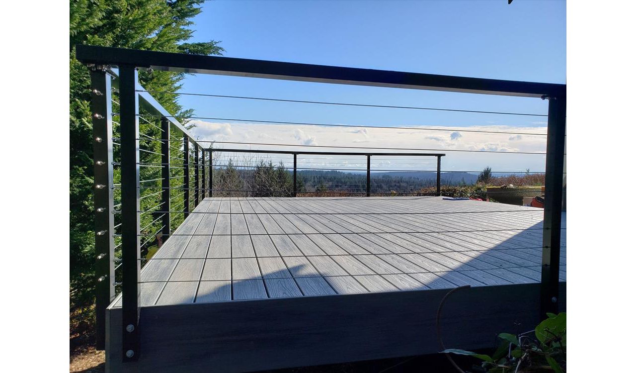 Trex Transcend Island Mist Deck in Gig Harbor Wa by Million’s Custom Landscaping and Decks