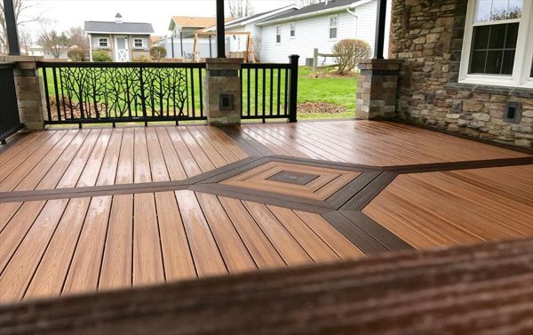 Trex Transcend Tiki Torch and Vintage Lantern decking