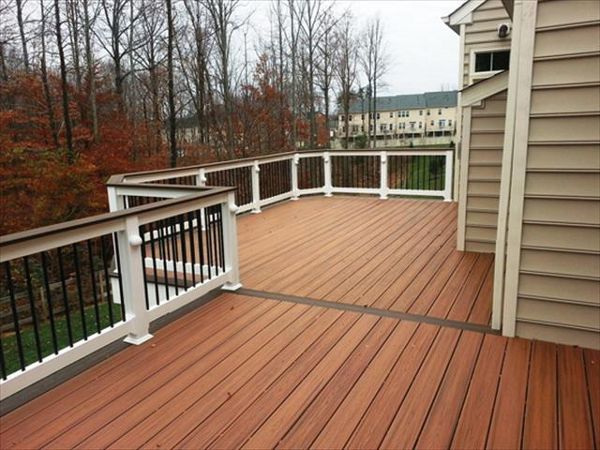 Trex Transcends Tiki Torch composite deck boards w/Spiced Rum feature board