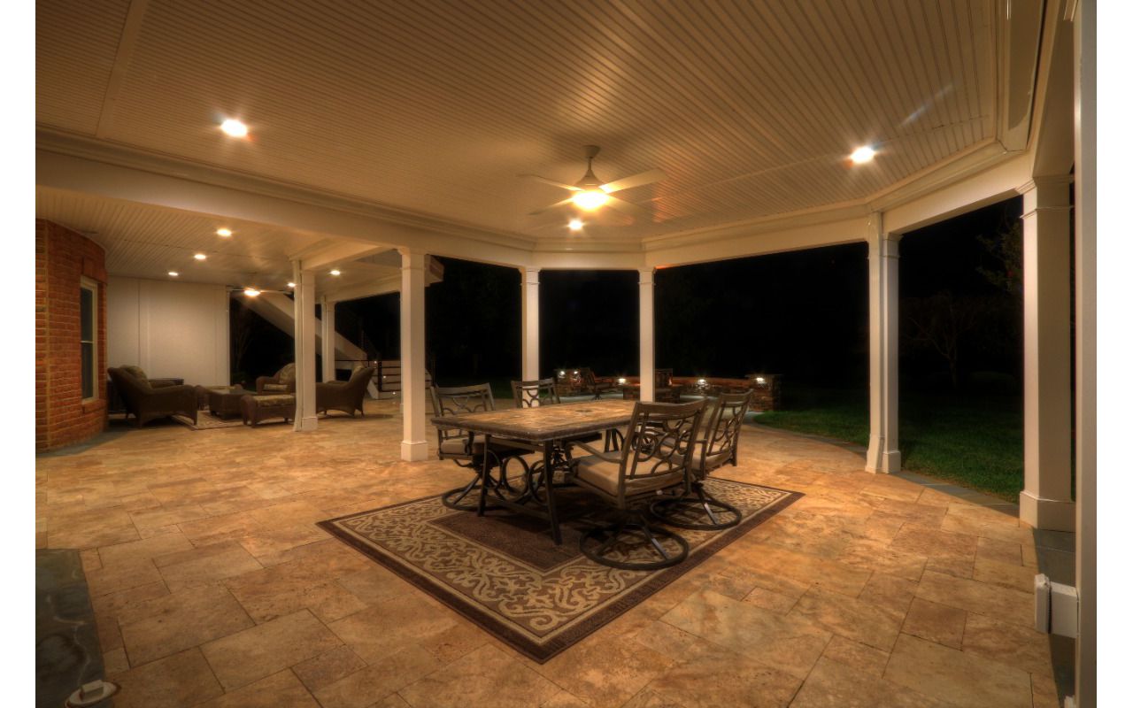 Trex Transcends Deck, Rain Escapes, Travertine Patio