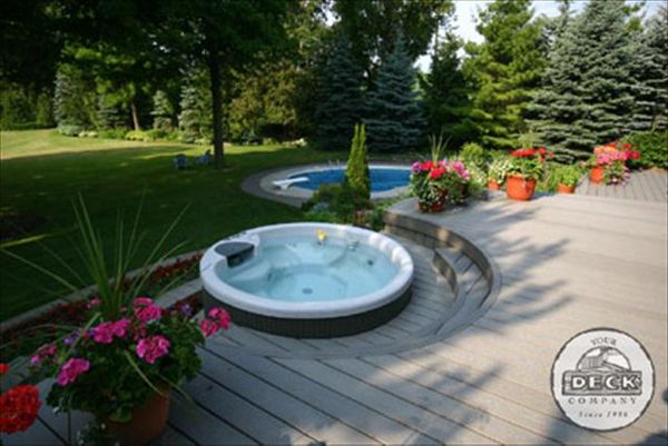 Custom curved hot tub deck by Your Deck Co. in Markham