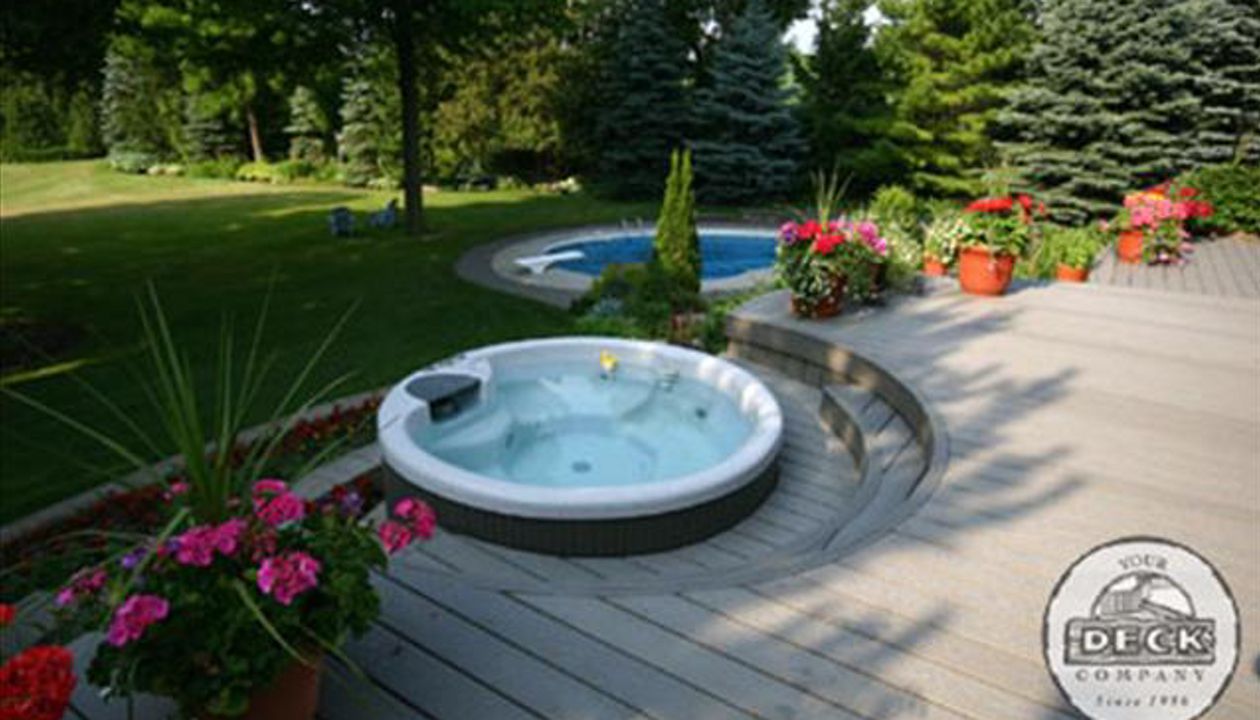 Custom curved hot tub deck by Your Deck Co. in Markham