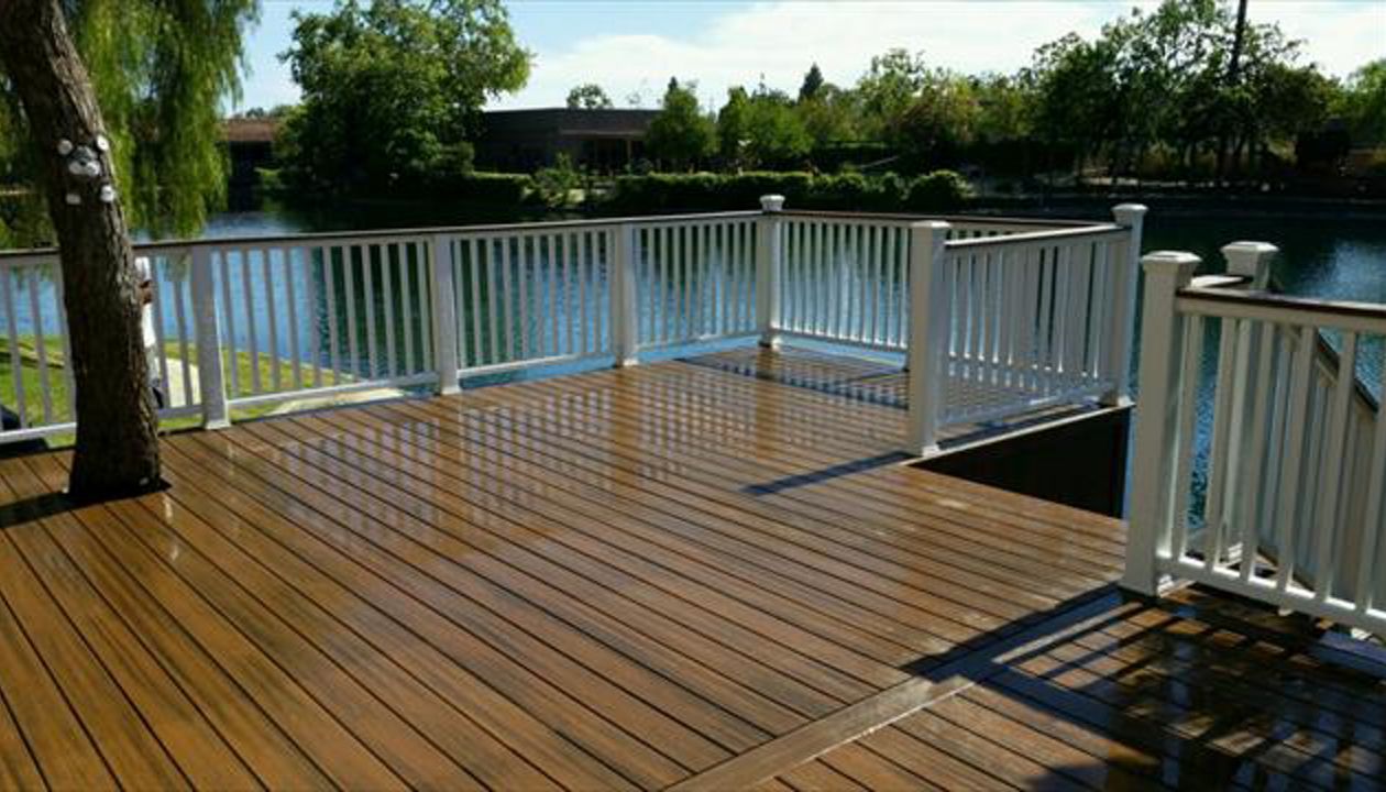 Trex Transcend Spiced Rum custom deck and rail, California