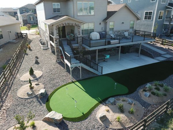 Trex Deck and Railing with custom putting green in Parker, CO