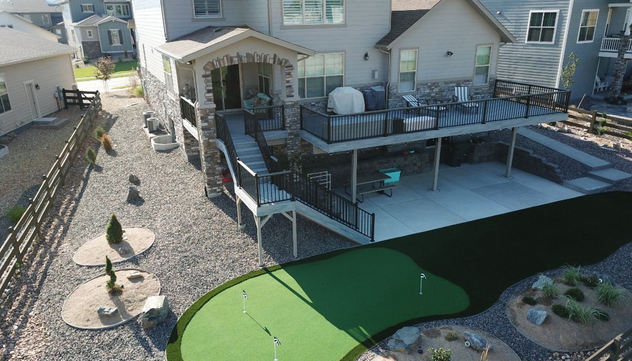 Trex Deck and Railing with custom putting green in Parker, CO