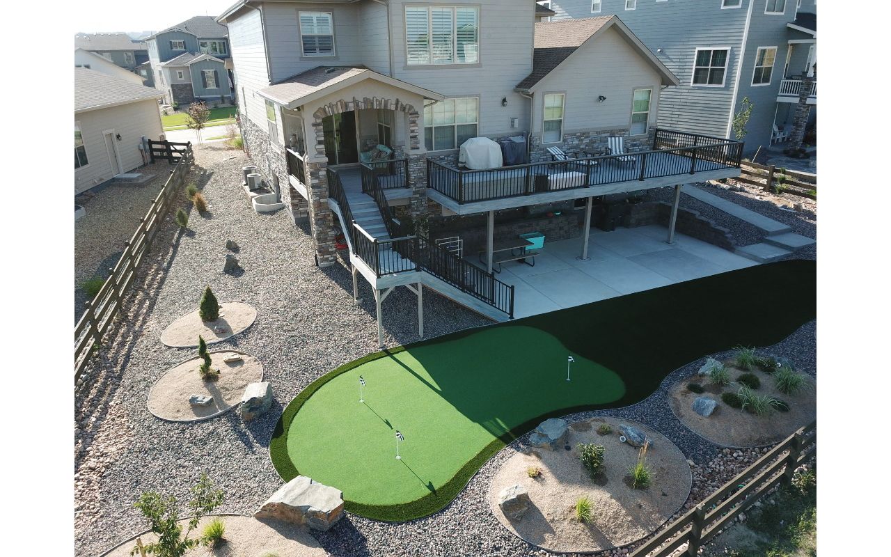 Trex Deck and Railing with custom putting green in Parker, CO