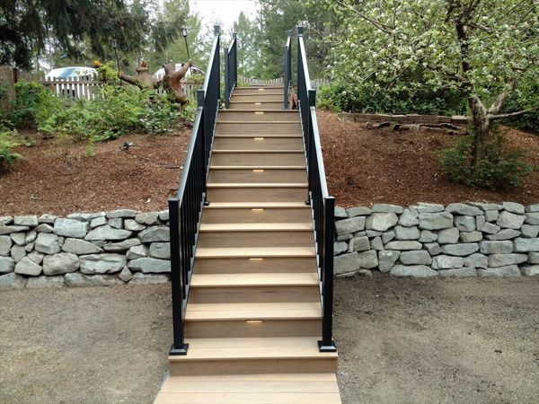 Trex Transcend Havana Gold Staircase in Port Orchard Wa by Million’s Custom Landscaping and Decks