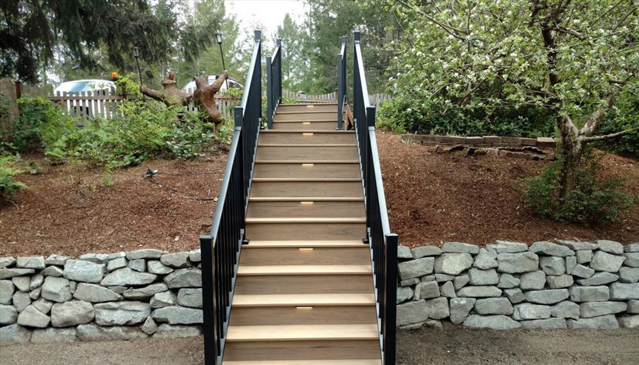 Trex Transcend Havana Gold Staircase in Port Orchard Wa by Million’s Custom Landscaping and Decks