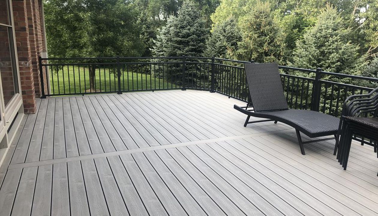 Large deck Trex Gravel Path with band-boards and picture framing.