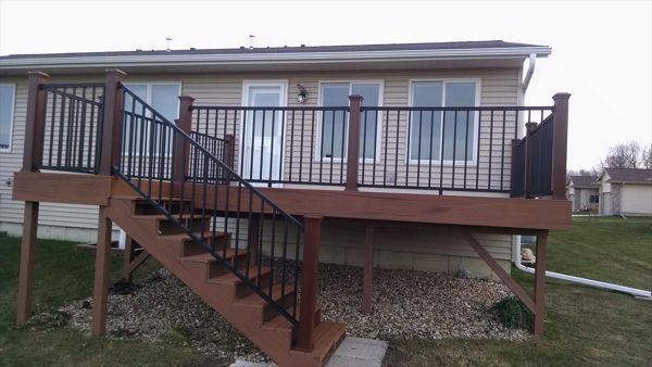 Deck color-Transcend Tropical Lava Rock.  Rails- Aluminum Reveal Charcoal Black.