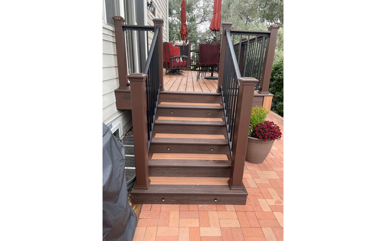Tiki Torch and Lava Rock picture Frame Stairs in Aurora Colorado