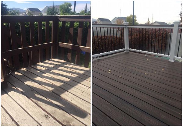 remodeled Deck in Utah with Trex Decking with Trex Railing and Trex Cocktail railing