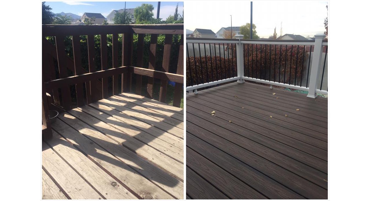 remodeled Deck in Utah with Trex Decking with Trex Railing and Trex Cocktail railing