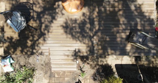 Birds-eye-view of this 650sqft deck