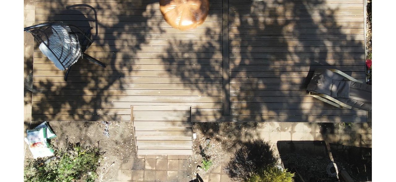 Birds-eye-view of this 650sqft deck