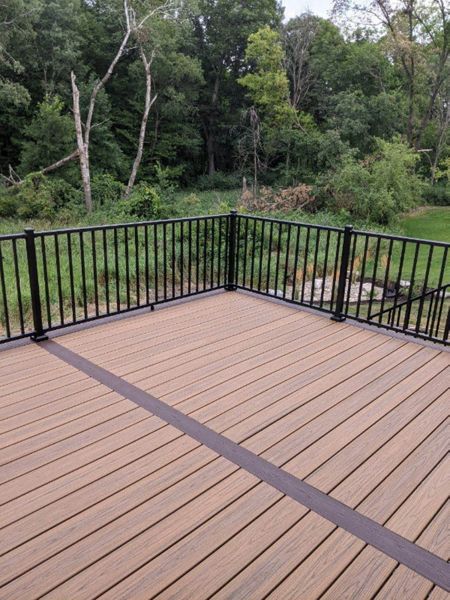 Trex Transcend Havana Gold with accent Vintage Lantern