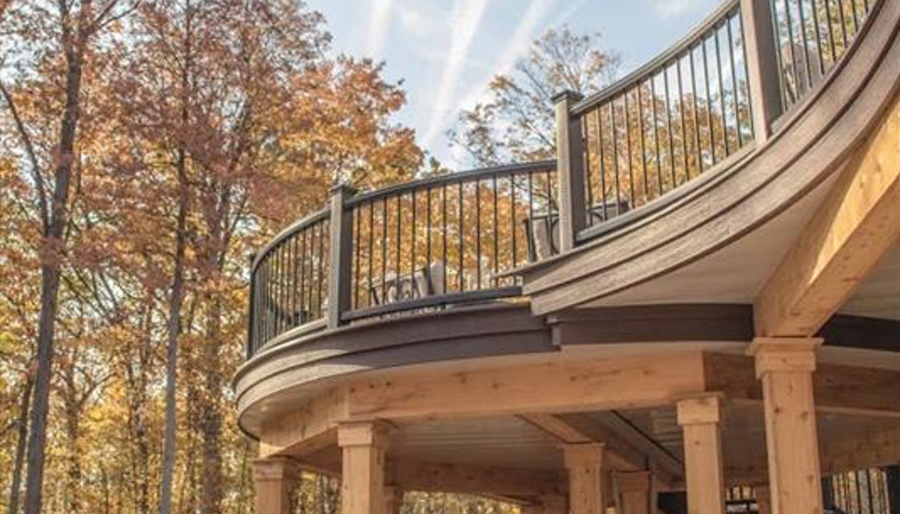 Trex transcends rope swing curved decking with Trex transcends vintage lantern border.