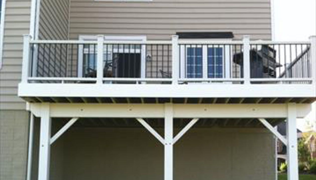 Beam faced with Trex white trim