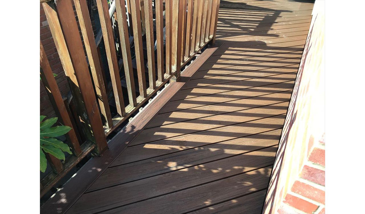 leaving existing railing and re-laying new Trex boards over existing sub-frame.
