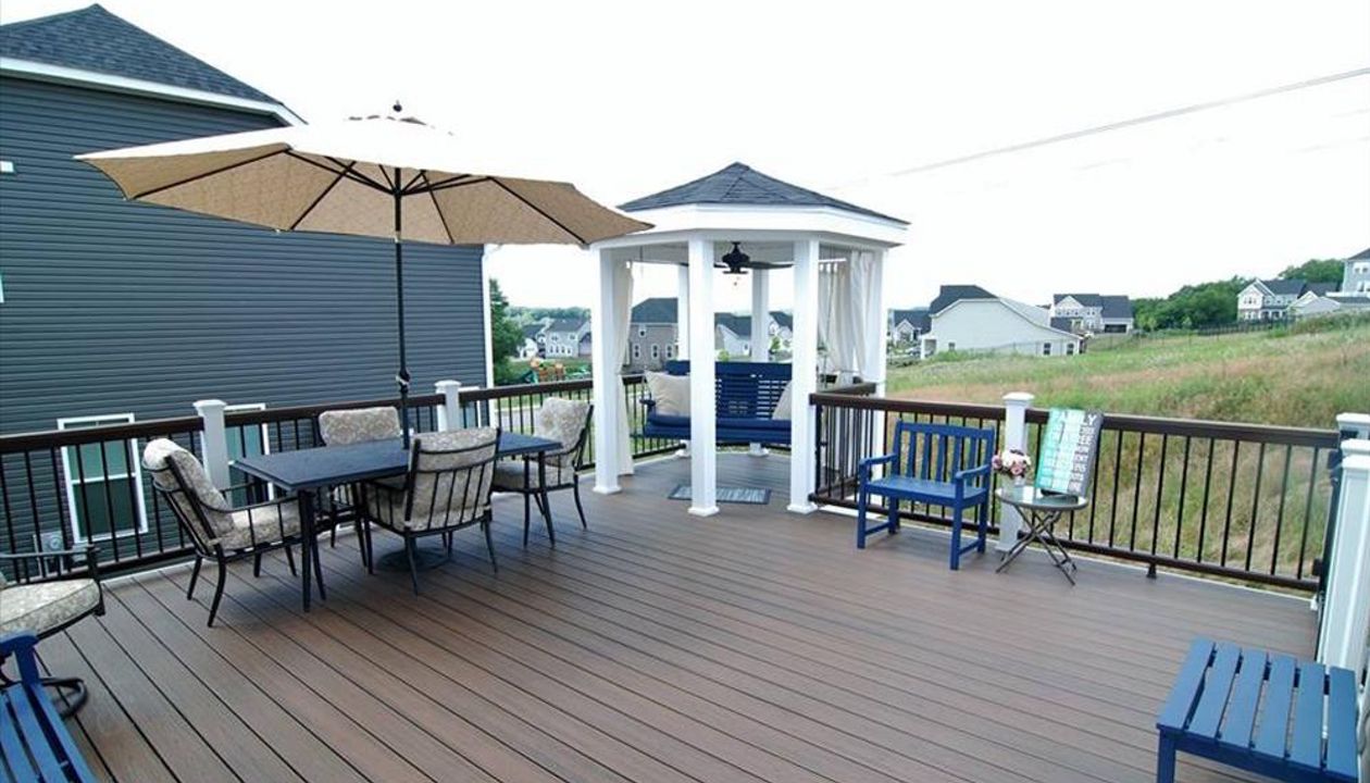 Spiced Rum deck with custom gazebo roof in Mars, PA