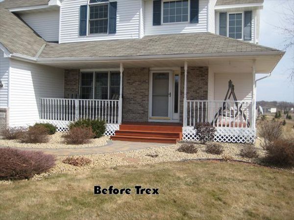 Wood Front Porch and Rail Before Trex Transcends Redo