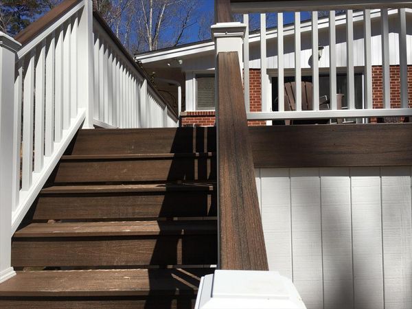 Trex Transcend Spiced Rum 2x4 handrail cap provides a safe rail to grasp when arriving at the party