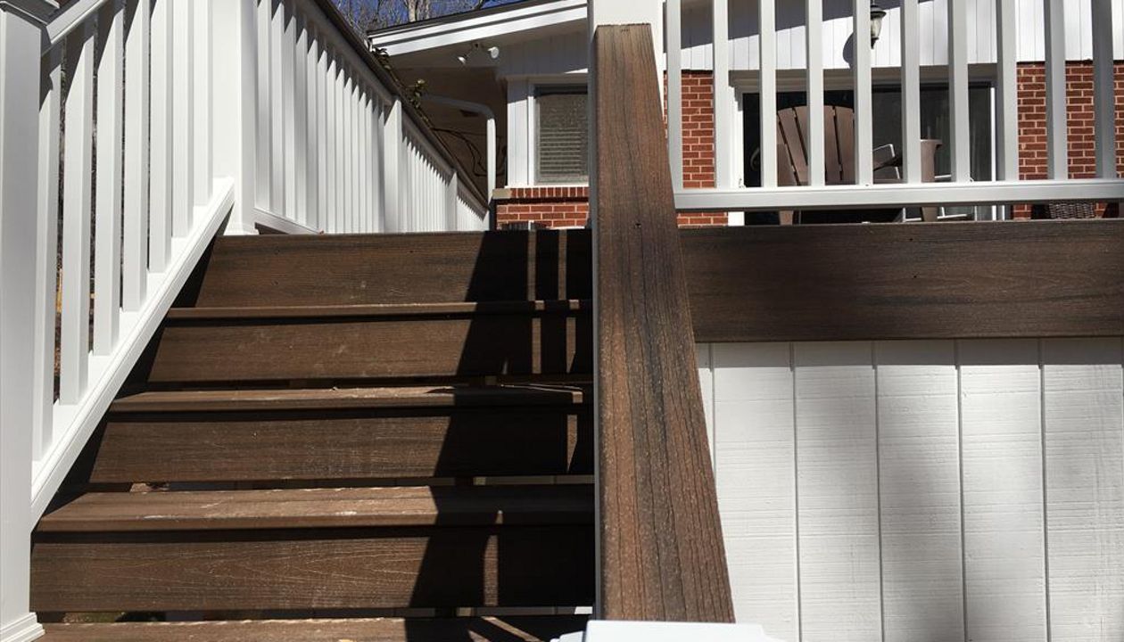 Trex Transcend Spiced Rum 2x4 handrail cap provides a safe rail to grasp when arriving at the party