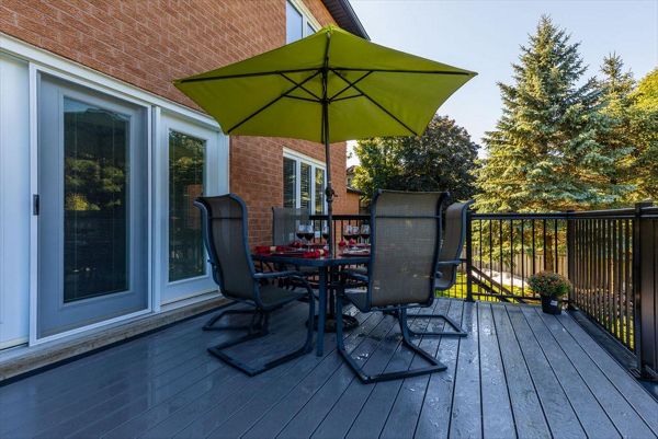 Grey Composite Decking using Select Pebble Grey with Winchester Grey trim - Orangeville, Caledon, Alliston, Bolton