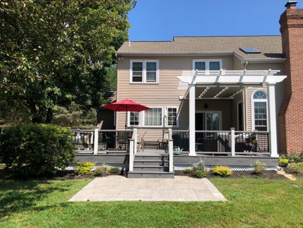 With pergola and Shadetree awning