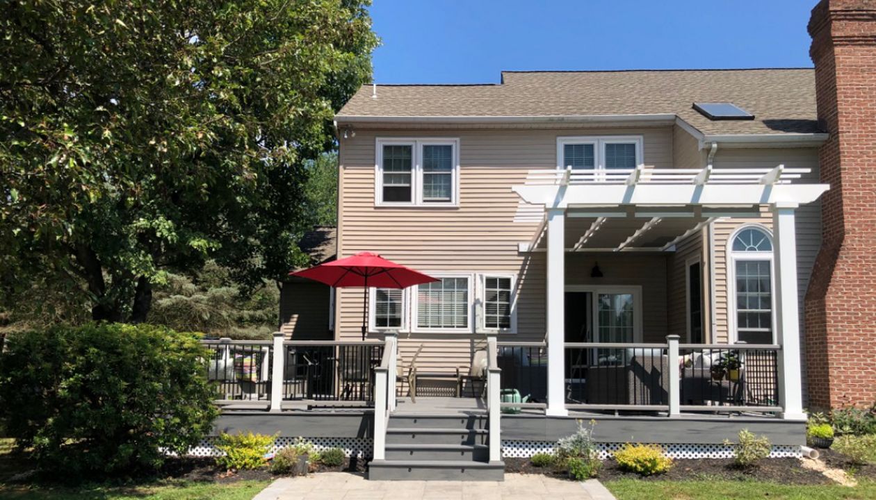 With pergola and Shadetree awning