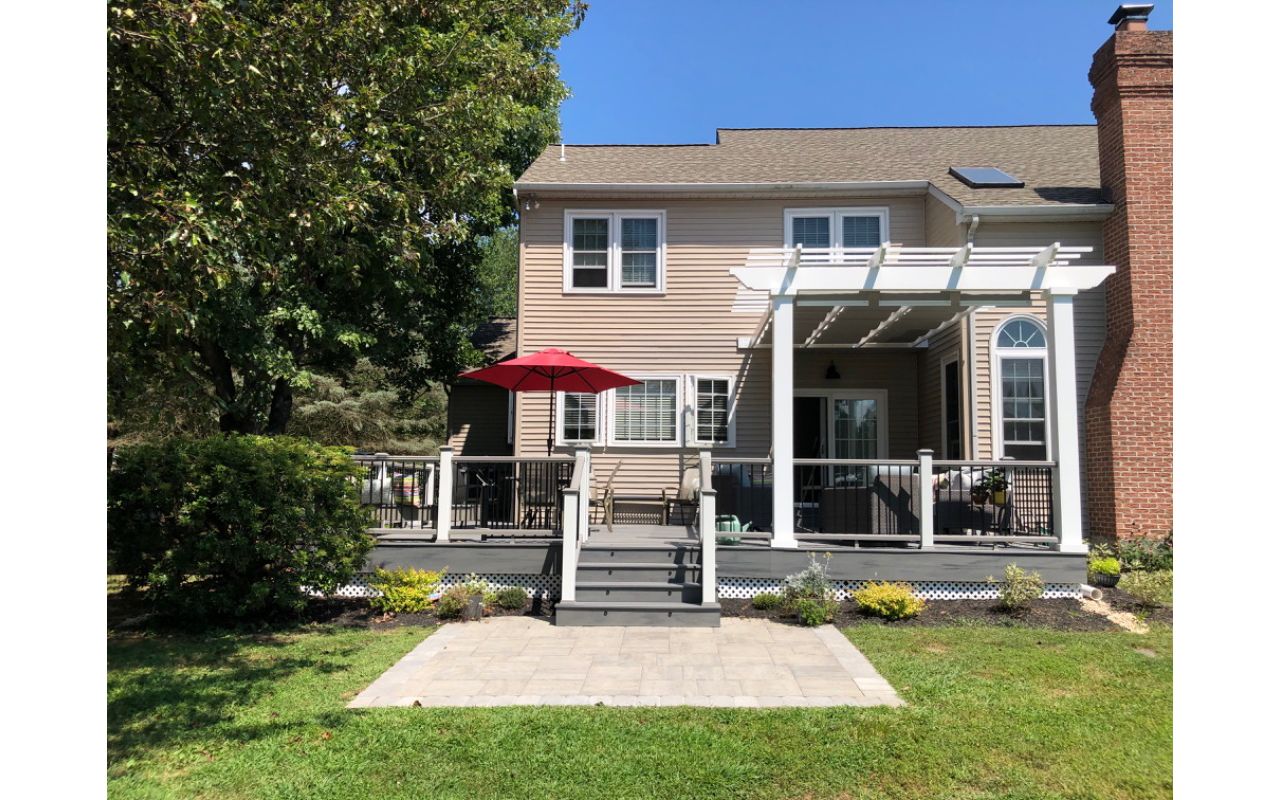 With pergola and Shadetree awning