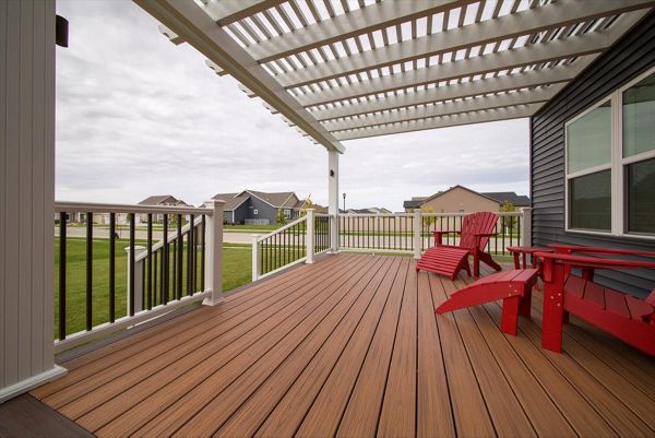 Tiki Torch with Trascend Railing and Spiced Rum Border, Fascia, and Risers