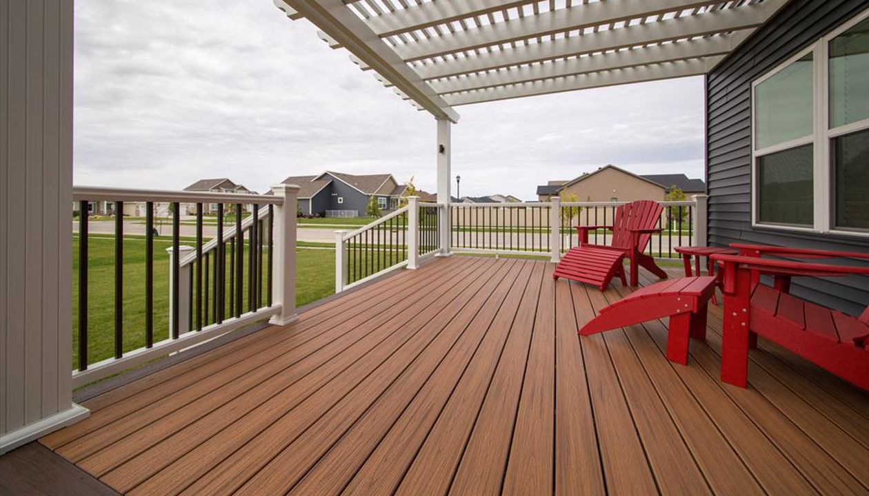 Tiki Torch with Trascend Railing and Spiced Rum Border, Fascia, and Risers