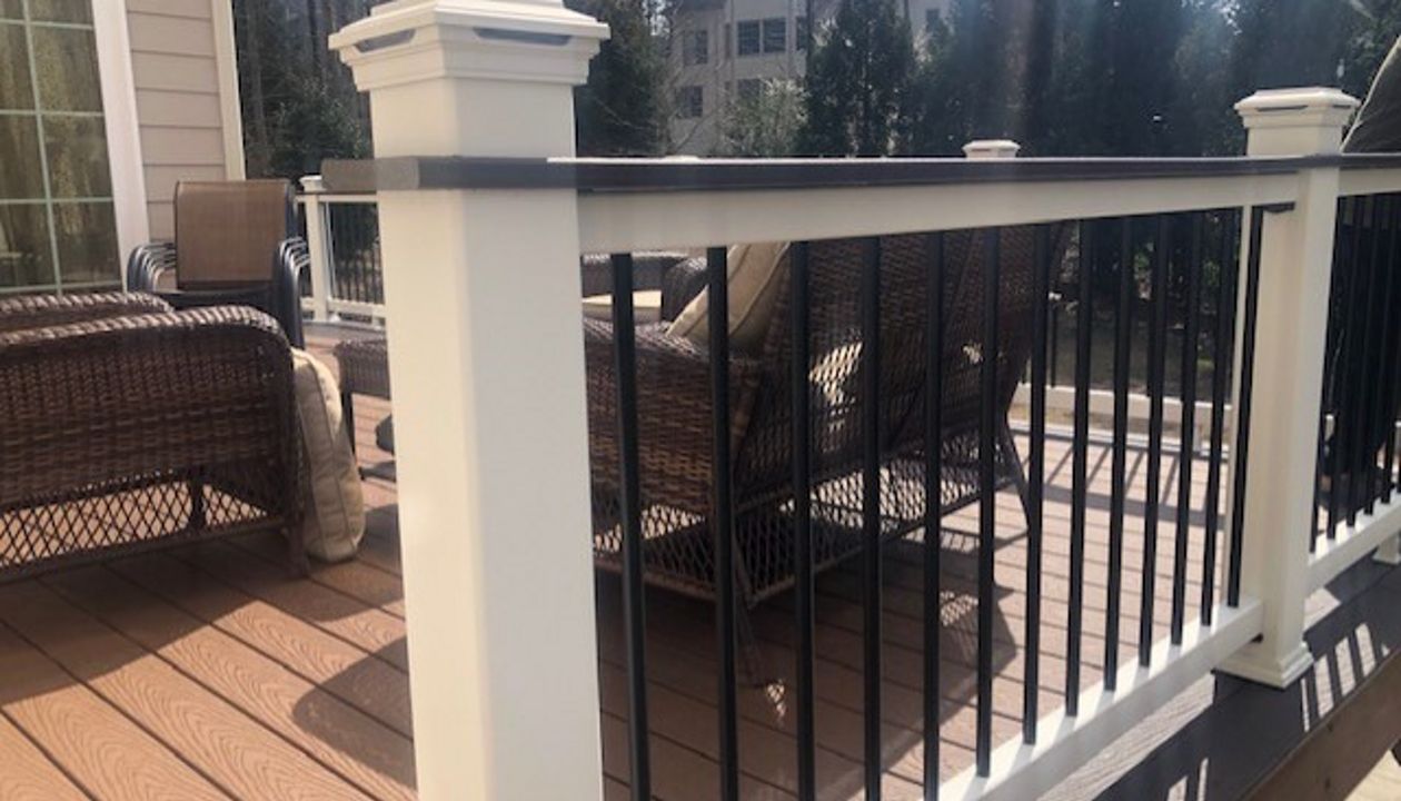 G Double Construction offers unique techniques like using this cocktail railing top cap and including Transcend LED Post Cap Lights!