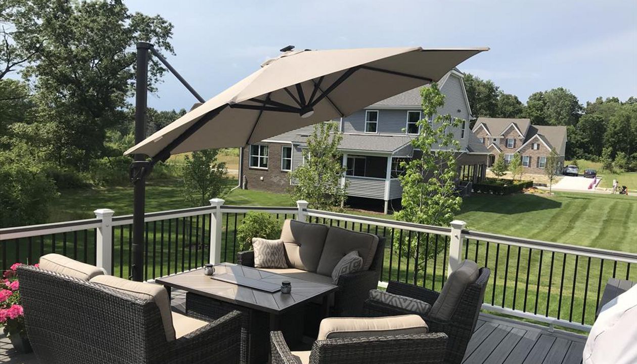 Trex Transcend Island Mist Deck Boards, Trex Transcent Cocktail Style Rail W/ 2"X4" Trex Transcend-Island Mist Top Cap, Oakland MI