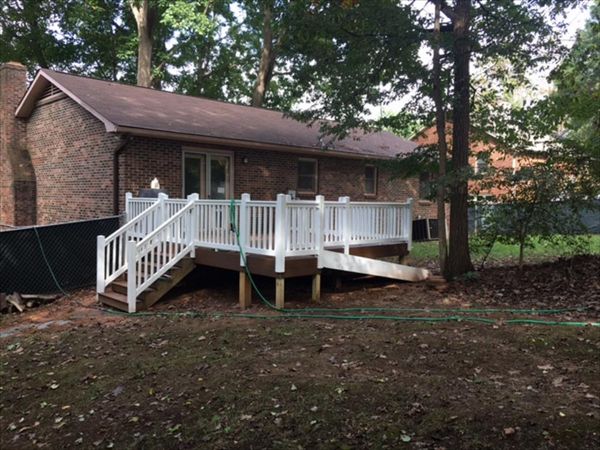 Trex Select deck has both stairs and a ramp for access to all who are invited