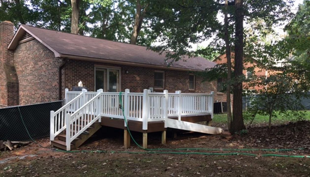 Trex Select deck has both stairs and a ramp for access to all who are invited