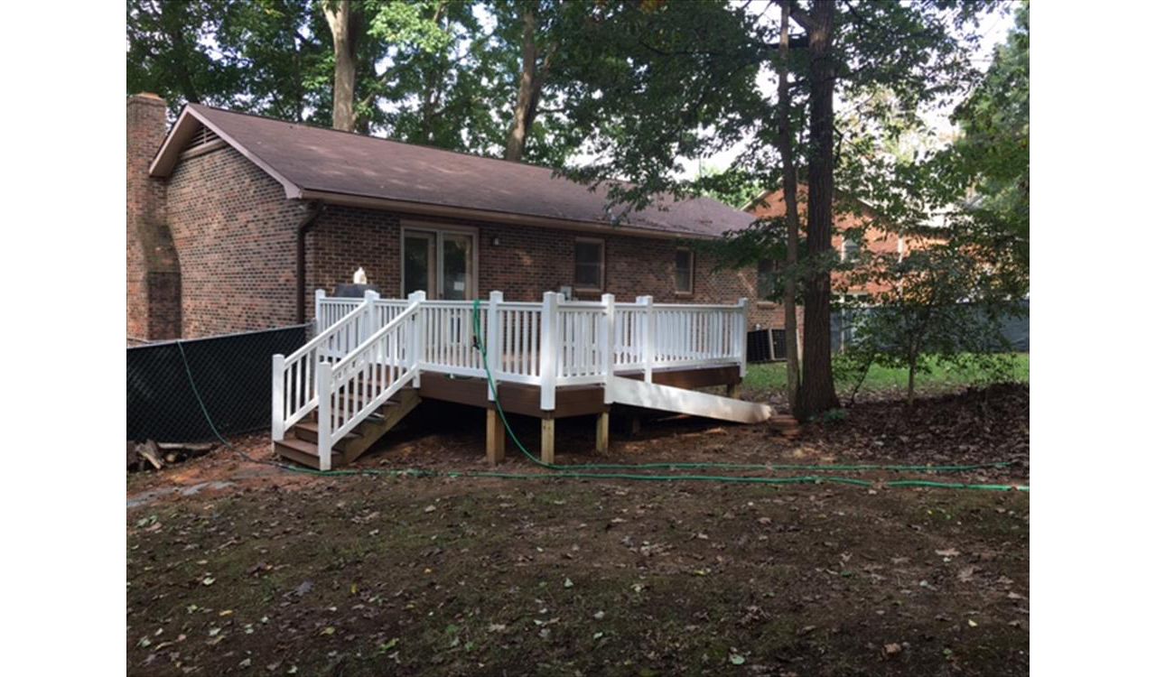 Trex Select deck has both stairs and a ramp for access to all who are invited