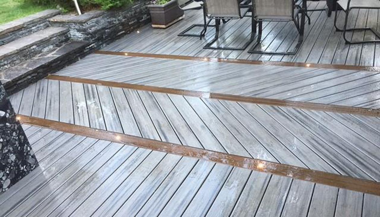 Trex Island Mist with Trex Deck Lighting - Calgary Alberta