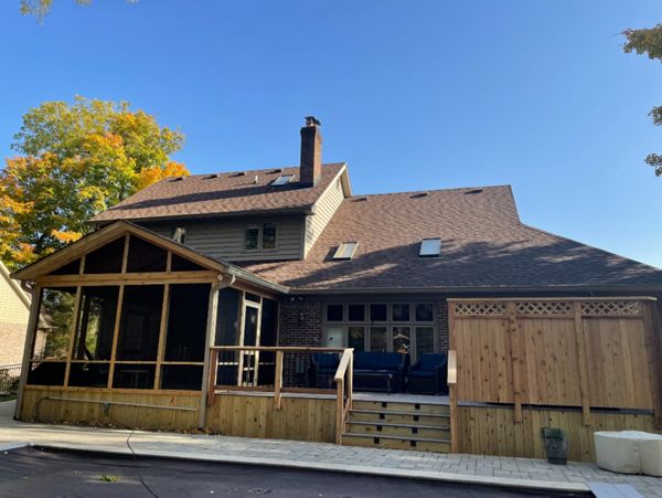 Trex Enhanced Naturals (Rocky Harbor), Screen Porch, and Privacy Fence for Spa