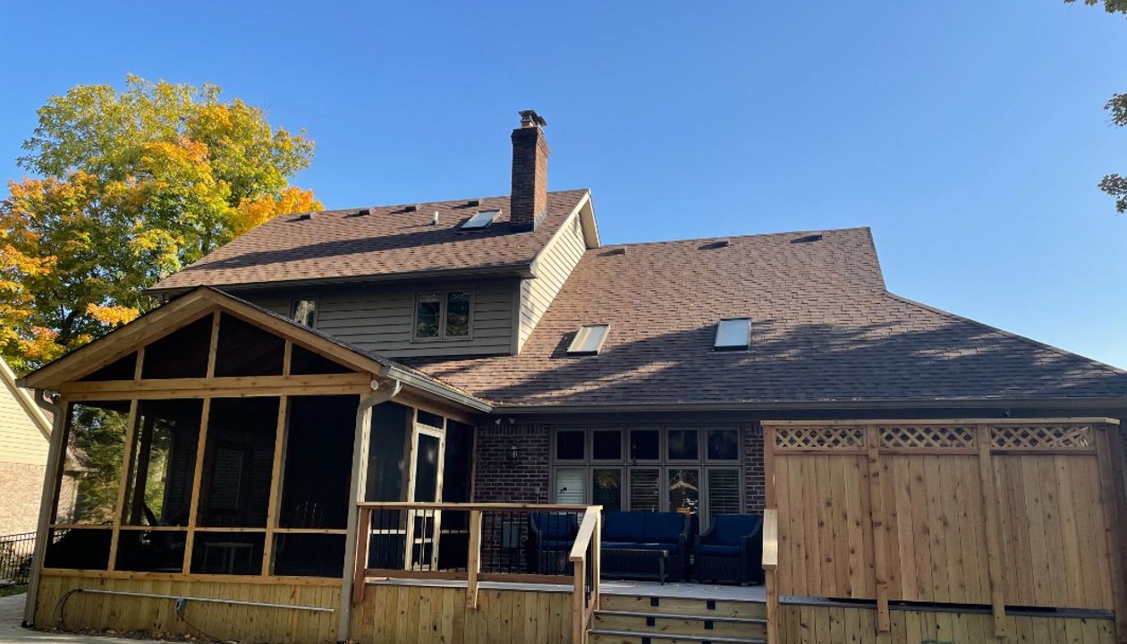 Trex Enhanced Naturals (Rocky Harbor), Screen Porch, and Privacy Fence for Spa