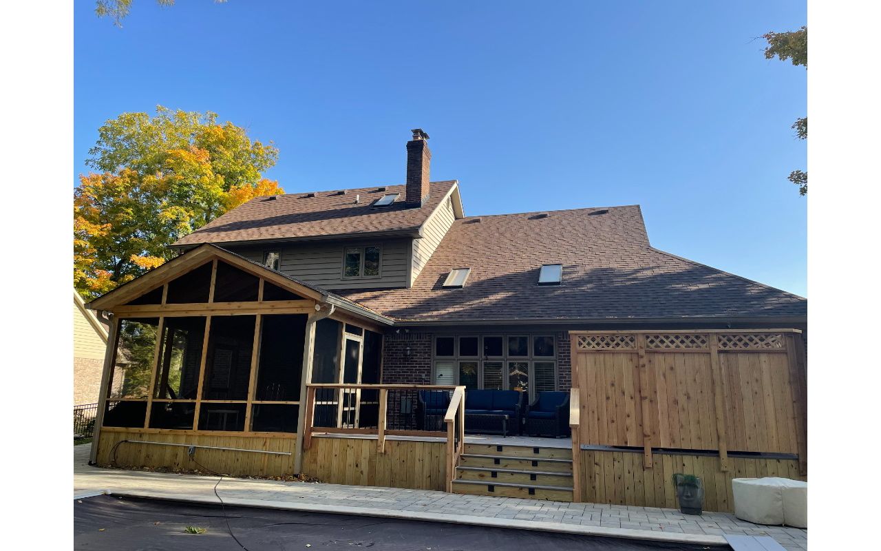 Trex Enhanced Naturals (Rocky Harbor), Screen Porch, and Privacy Fence for Spa