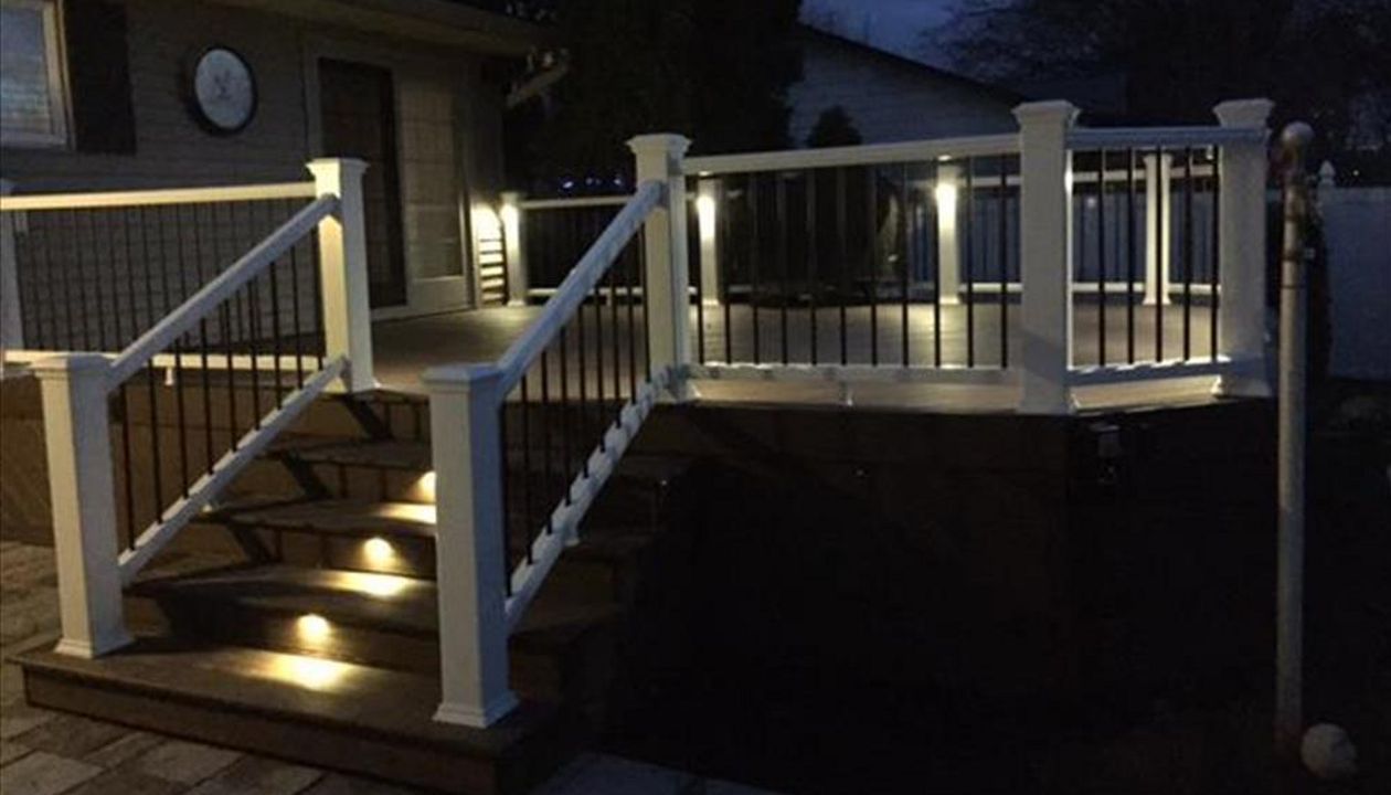 Trex Transcend Spiced Rum Decking, Trex Transcend Railing, Trex Transcend Spiced Rum Fascia, Lighting - Indianapolis, Indiana