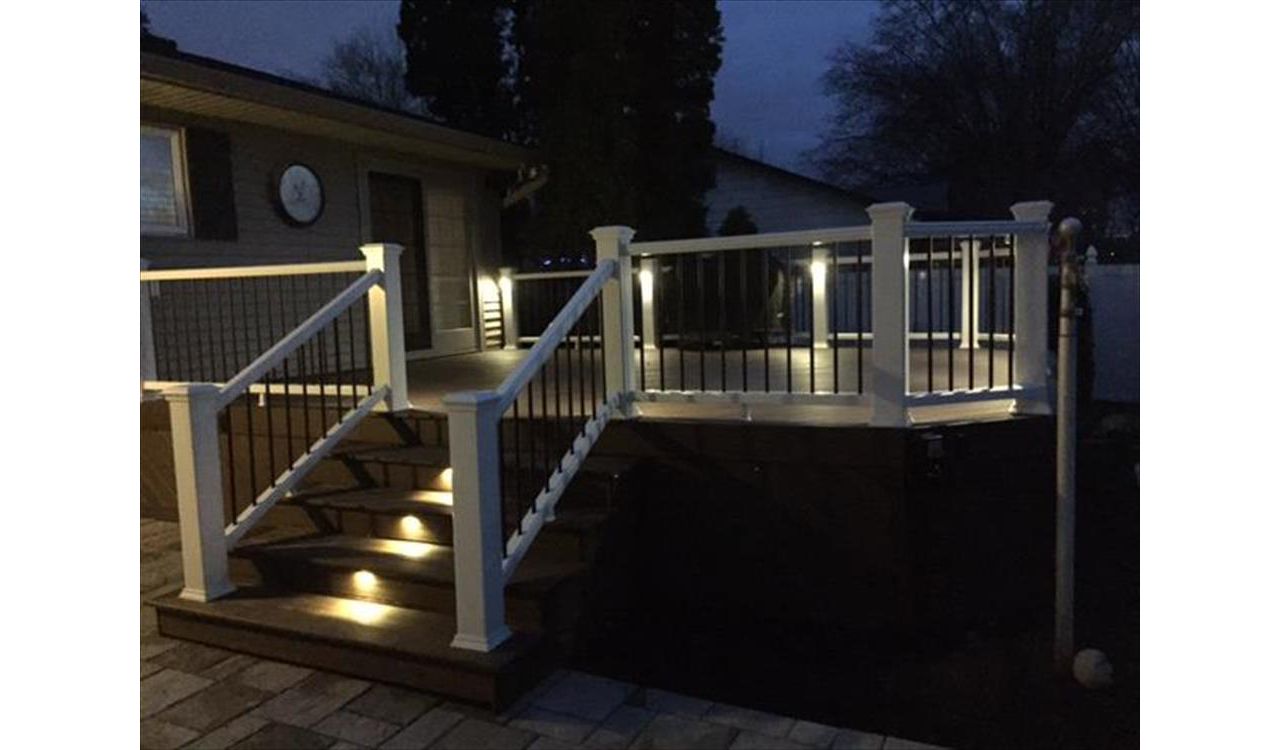 Trex Transcend Spiced Rum Decking, Trex Transcend Railing, Trex Transcend Spiced Rum Fascia, Lighting - Indianapolis, Indiana
