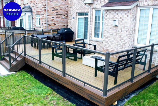 Newman Decks, Trex Composite Deck, Transcend, Havana Gold, Spiced Rum, Aluminum Glass Railing, Bradford