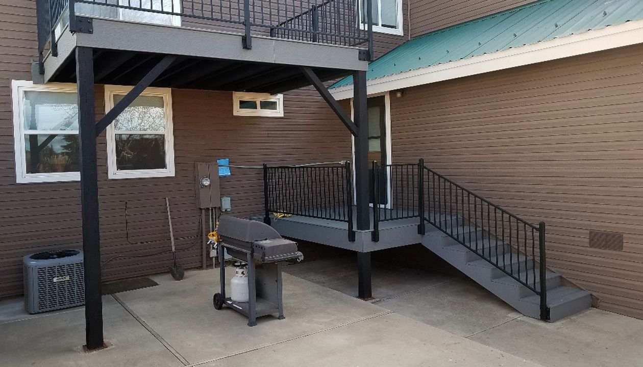 Back of house, second-story deck in Reno, Nev.