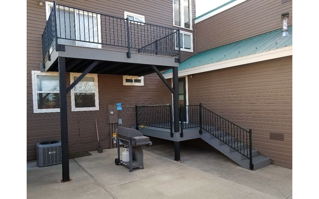 Back of house, second-story deck in Reno, Nev.