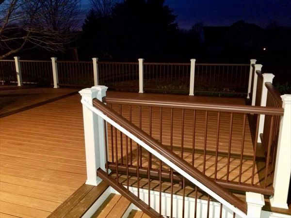 Trex Transcend Tiki Torch Decking and Vintage Lantern Transcend Railing