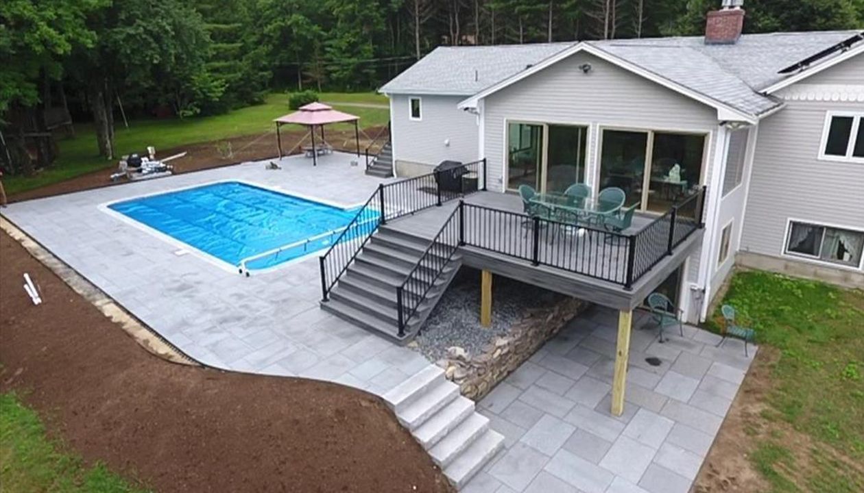 Island Mist Decking and Fascia with Signature Railing in Black