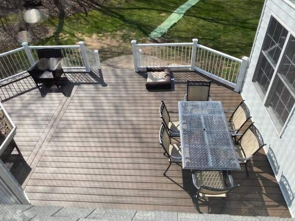 Overhead view of Transcend decking and railing with LED lights in Prairie Grove, IL